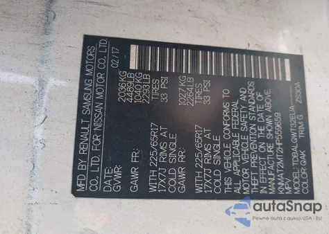 2017 Nissan Rogue Sv from USA, damaged, VIN KNMAT2MT2HP559659